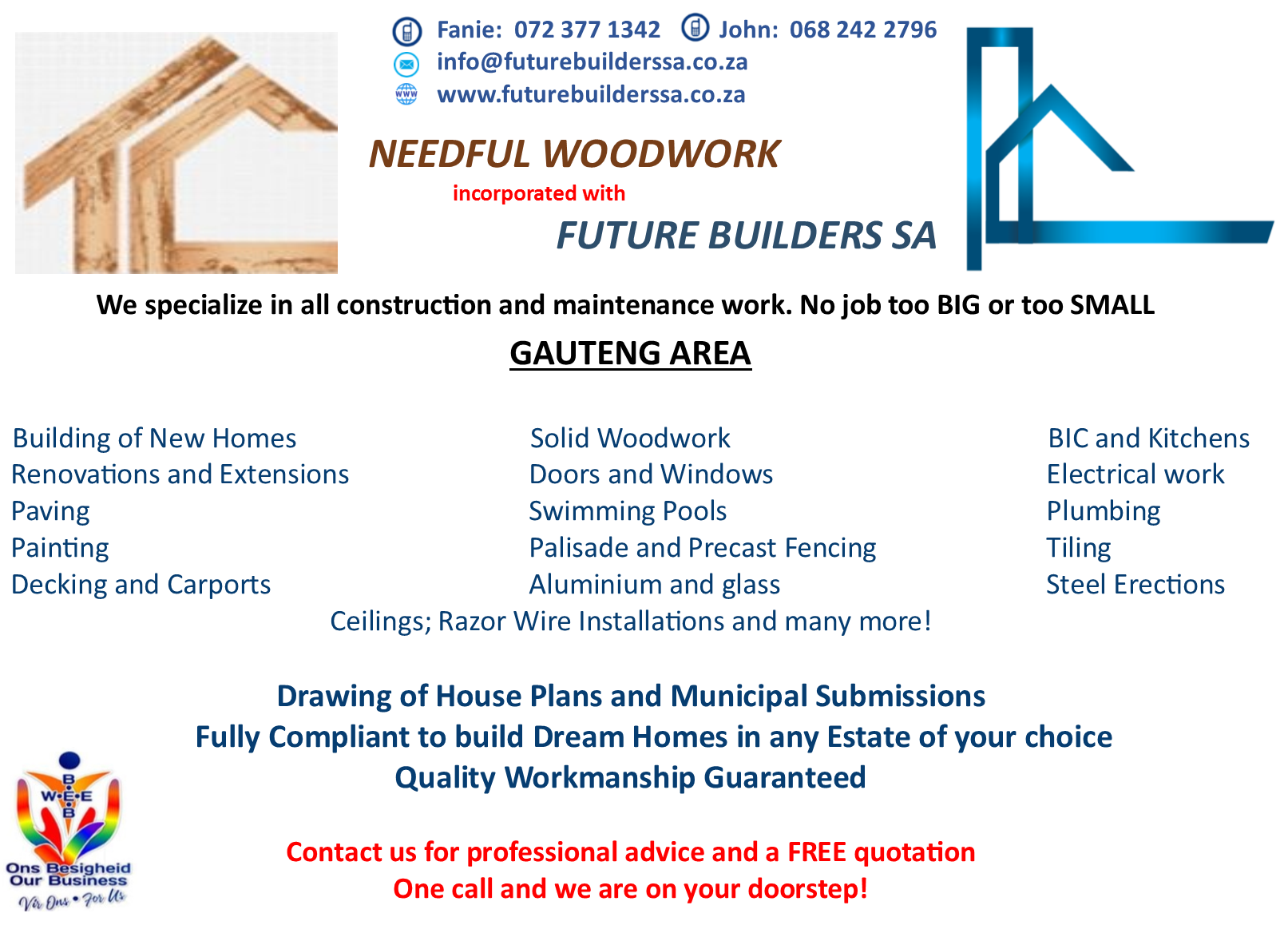 Needful Wood Work/Future Builders SA