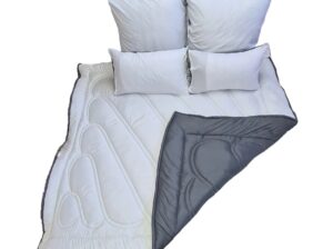 5 Piece Reversible Comforter Set – Charcoal/White