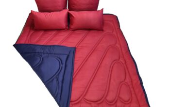 5 Piece Reversible Comforter Set – Navy/Red