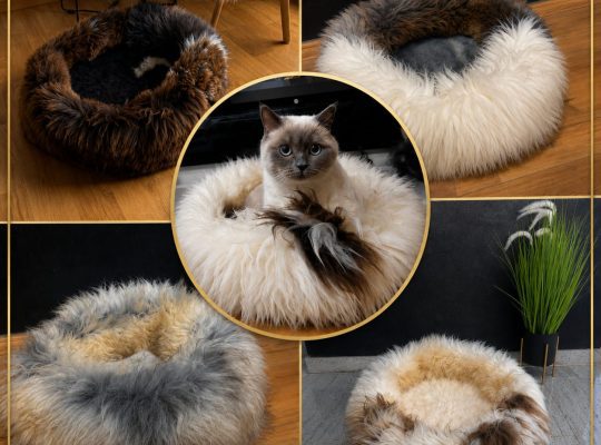 Cat beds from natural sheepskin, High Quality
