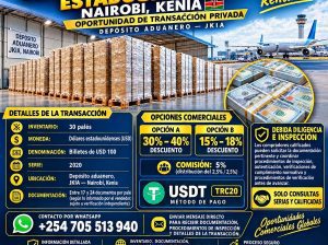 30 paletas de USD supuestamente disponibles en un almacén aduanero en la zona de